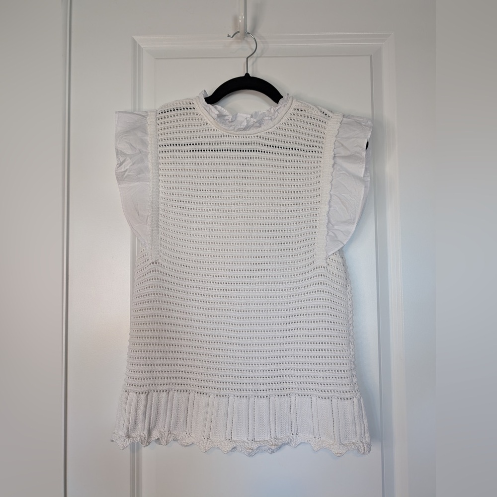 Melissa Nepton Women’s Meera Crochet Sleeveless Top White Size Small
